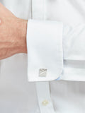 Simon Carter silver cufflinks embossed crisscross pattern, UK version