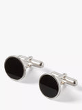 Simon Carter round cufflinks black onyx sterling silver, UK version