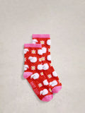 White Stuff fluffy sheep ankle socks in red multi, UK version