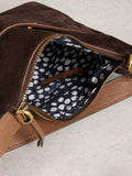 White Stuff Sophie Mini Suede Crossbody Bag dark brown, imported from the UK