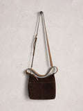 White Stuff Sophie Mini Suede Crossbody Bag dark brown, imported from the UK