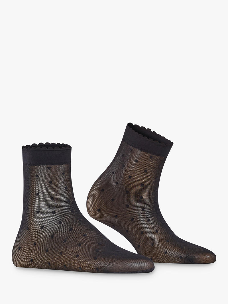 FALKE 15 denier dot ankle socks black, imported from the UK
