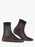 FALKE 15 denier dot ankle socks black, imported from the UK