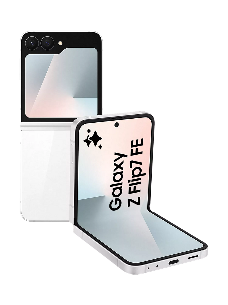 Samsung Galaxy Z Flip7 FE, 5G Foldable Smartphone, 8GB RAM, 6.7", Galaxy AI, 5G, SIM Free, White, 256GB