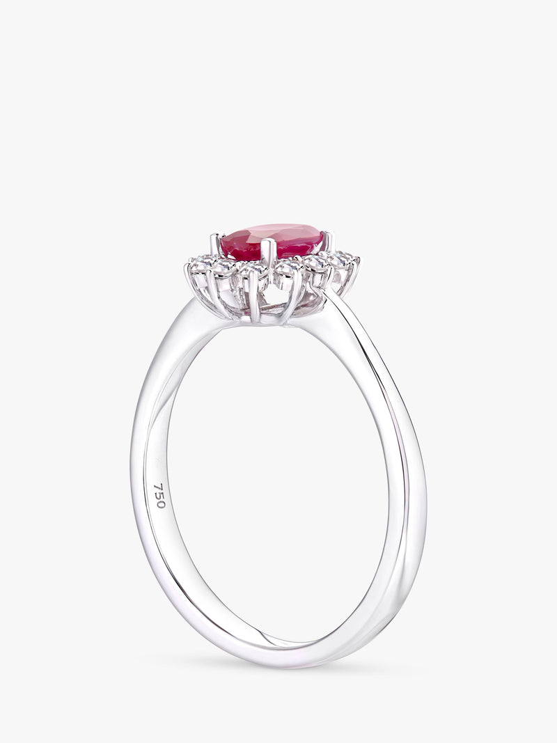 Mogul 18ct white gold diamond ruby ring (British brand)