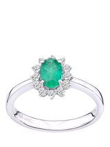 John Lewis Mogul 18ct White Gold Emerald and Diamond Ring- Buy online at McGrocer