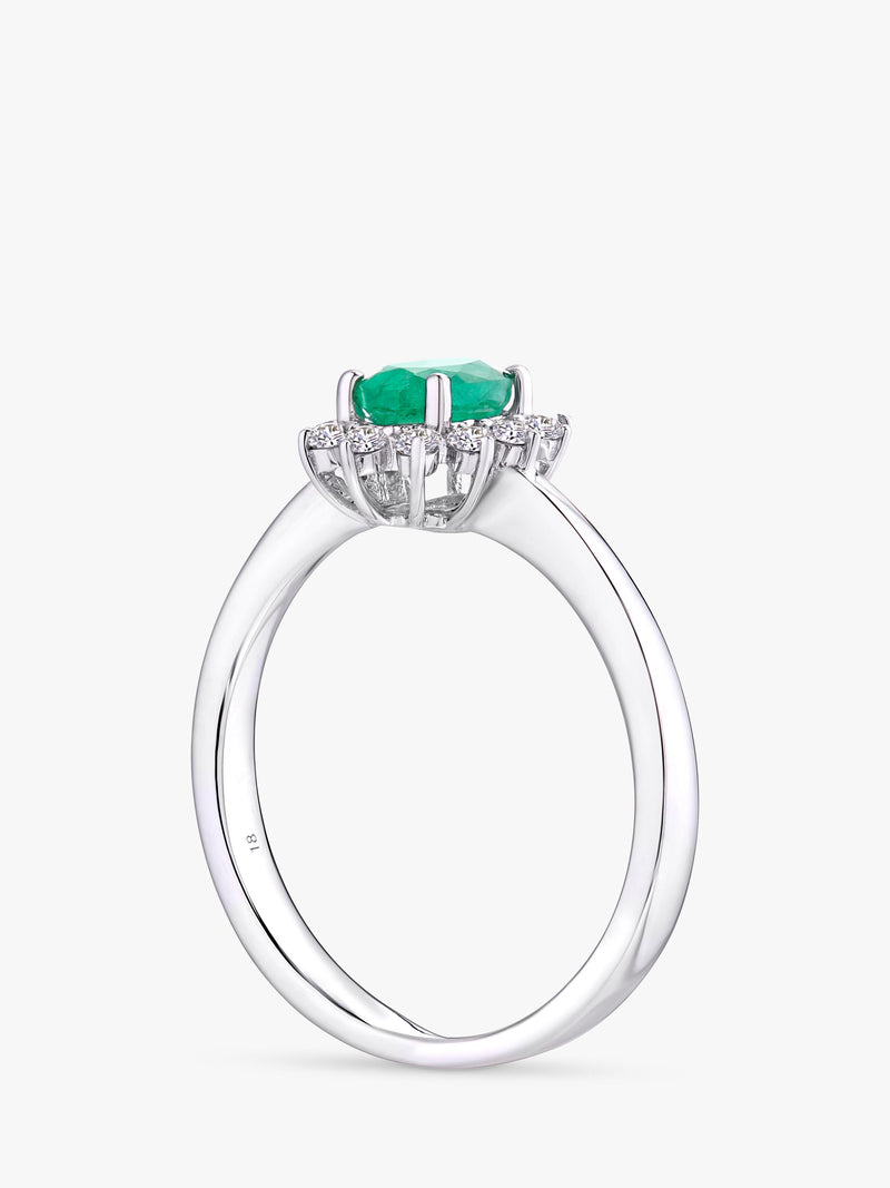 Mogul 18ct white gold emerald and diamond ring - British product