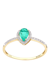 John Lewis Mogul 18ct Yellow Gold Emerald and Diamond Ring- Buy online at McGrocer