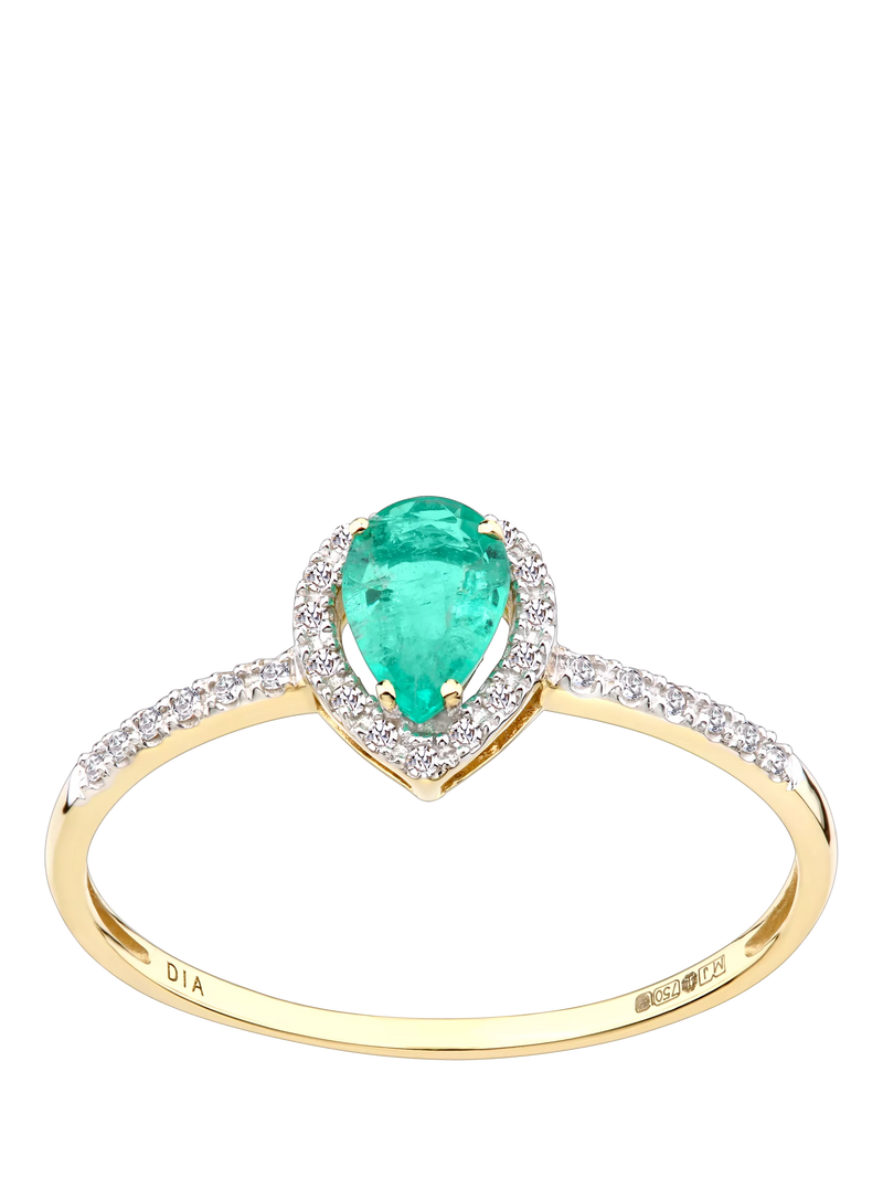 Mogul emerald diamond ring 18ct yellow gold cluster - British product