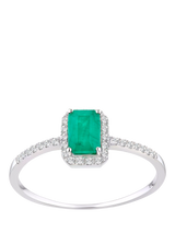 John Lewis Mogul 18ct White Gold Emerald and Diamond Ring- Buy online at McGrocer