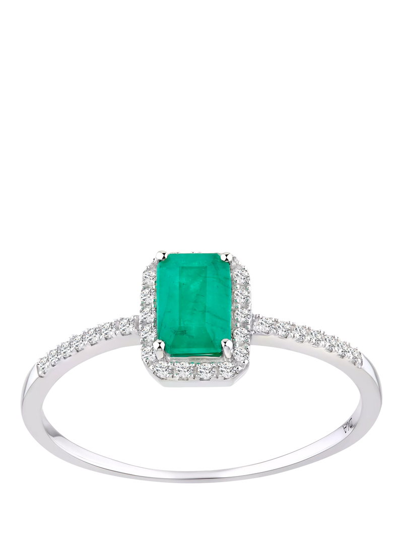 Mogul emerald diamond ring 18ct white gold British brand