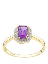 John Lewis Mogul 9ct Yellow Gold Amethyst and Diamond Ring- Buy online at McGrocer