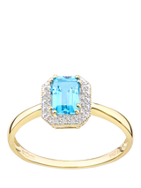 John Lewis Mogul 9ct Yellow Gold Blue Topaz and Diamond Ring- Buy online at McGrocer