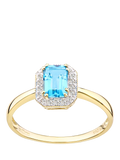 Mogul 9ct yellow gold blue topaz diamond ring, imported from the UK