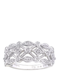 Mogul 9ct white gold filigree diamond ring 3mm (British brand)