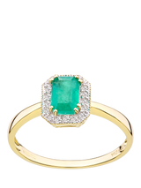 John Lewis Mogul 9ct Yellow Gold Emerald and Diamond Ring- Buy online at McGrocer
