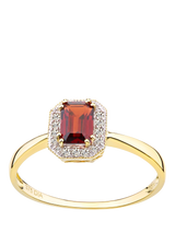 John Lewis Mogul 9ct Yellow Gold Garnet and Diamond Ring- Buy online at McGrocer