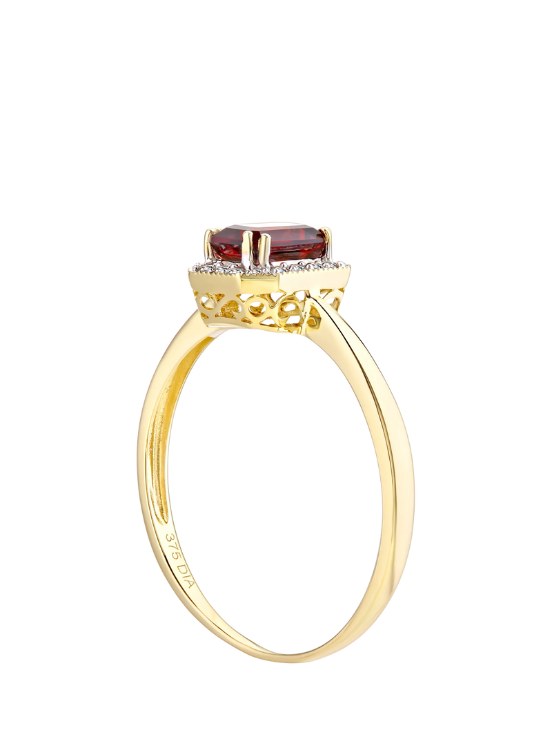 Mogul 9ct yellow gold garnet and diamond ring - British product