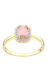 John Lewis Mogul 9ct Yellow Gold Pink Opal and Diamond Cluster Ring- Buy online at McGrocer