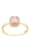 Mogul 9ct yellow gold pink opal diamond ring, imported from the UK