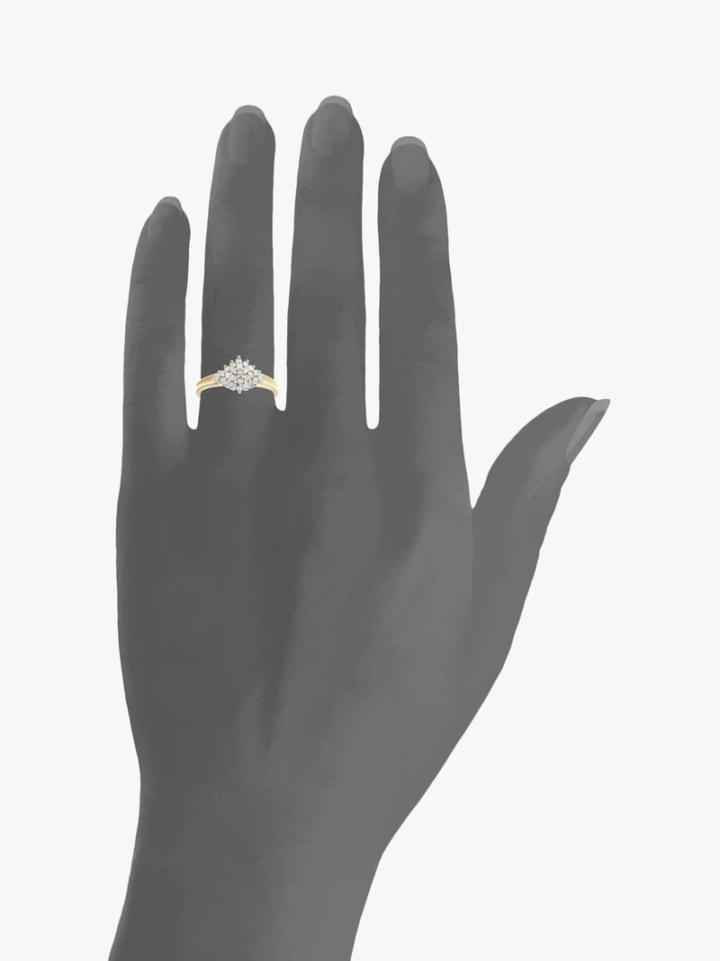 Mogul 9ct yellow gold marquise cluster diamond ring - British product