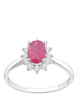 John Lewis Mogul 9ct White Gold Oval Ruby and Diamond Ring- Buy online at McGrocer
