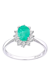 John Lewis Mogul 9ct White Gold Emerald and Diamond Ring- Buy online at McGrocer