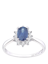 John Lewis Mogul 9ct White Gold Oval Sapphire and Diamond Ring- Buy online at McGrocer