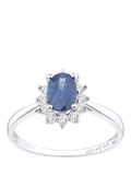 Mogul 9ct white gold oval sapphire diamond ring, imported from the UK