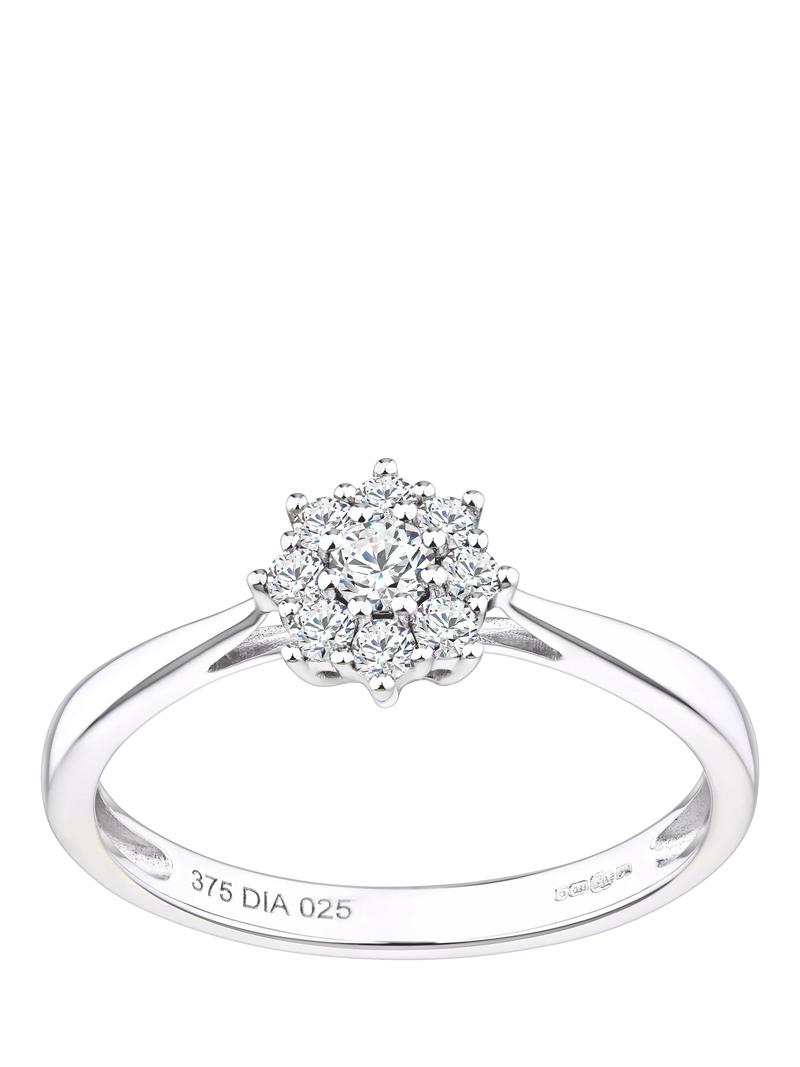 Mogul cluster diamond ring 9ct white gold - British product