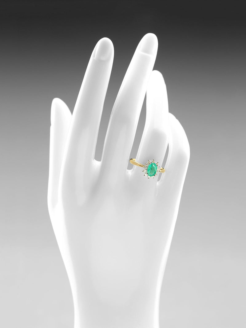 Mogul 9ct yellow gold emerald and diamond ring - British product