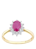 Mogul oval ruby and diamond ring 9ct yellow gold 1.35ct, imported from the UK