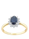 Mogul 9ct yellow gold oval sapphire diamond ring - British product
