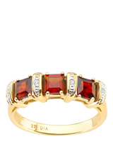 John Lewis Mogul 9ct Yellow Gold Garnet and Diamond Eternity Ring- Buy online at McGrocer