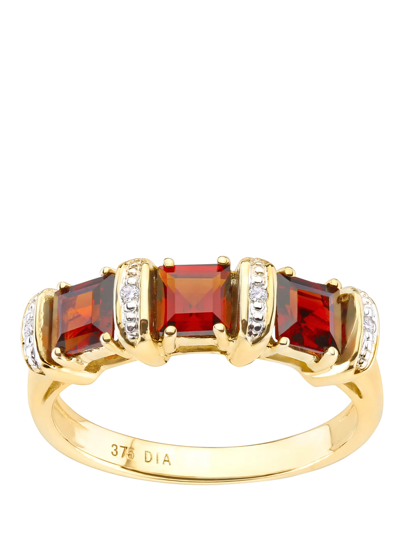 Mogul 9ct gold garnet diamond eternity ring, imported from the UK
