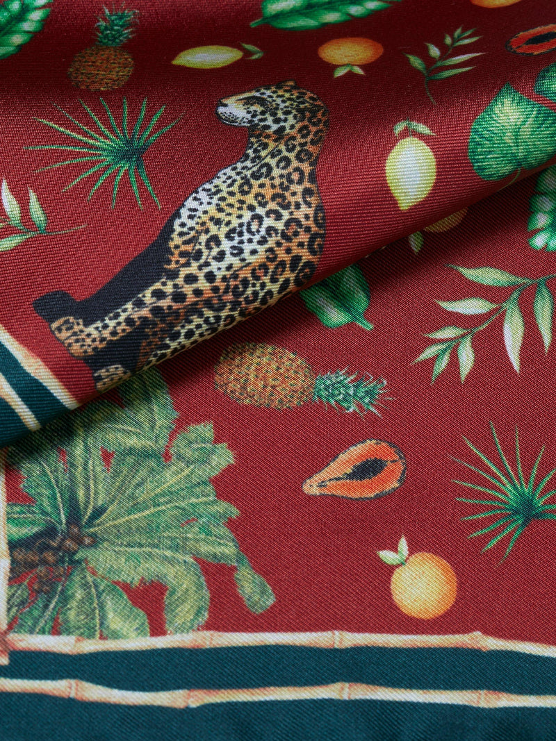 Simon Carter red multi silk pocket square, imported from the UK