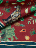 Simon Carter red multi silk pocket square, imported from the UK