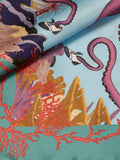Simon Carter silk octopus pocket square teal multi (British brand)