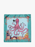 Simon Carter silk octopus pocket square teal multi (British brand)
