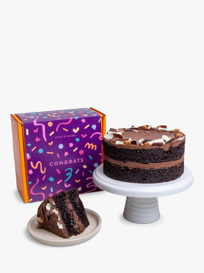 Cutter & Squidge chocolate fudge caramel cake (British brand)