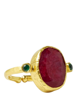 John Lewis Ottoman Hands Lucia Oval Ruby Cocktail Ring, Gold- Buy online at McGrocer