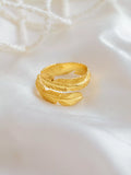 Ottoman Hands gold feather wrap ring adjustable size - (British brand)