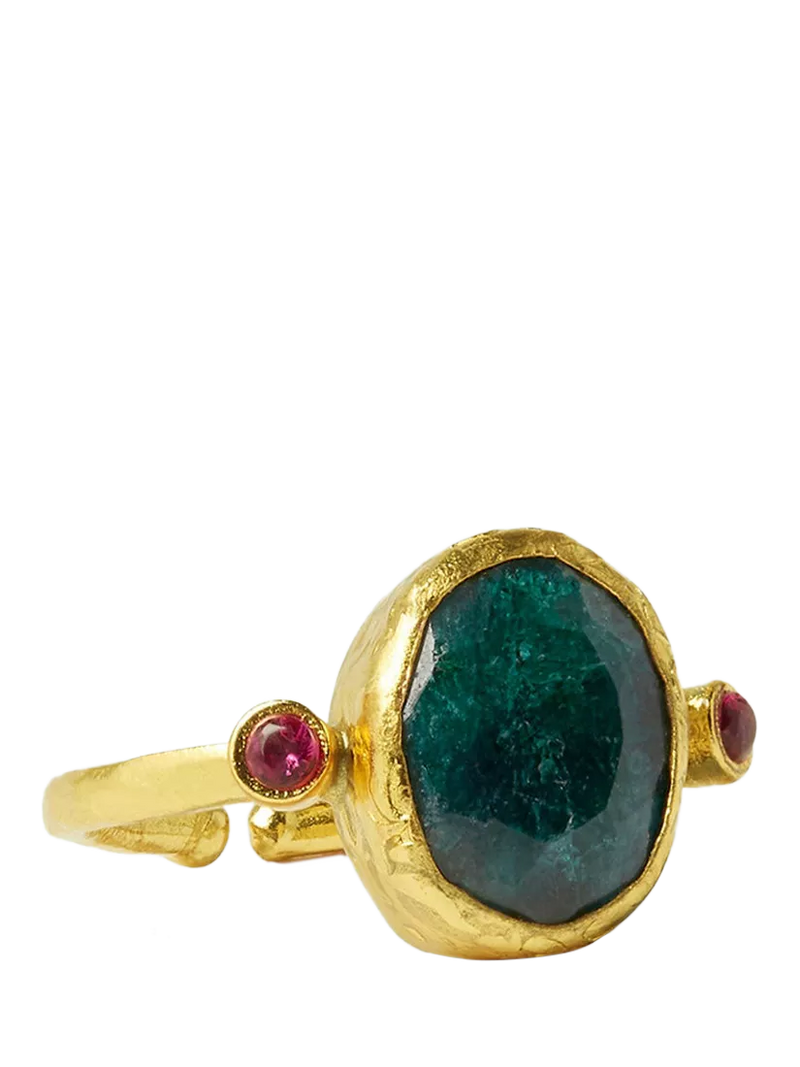 Ottoman Hands emerald ring gold adjustable, imported from the UK