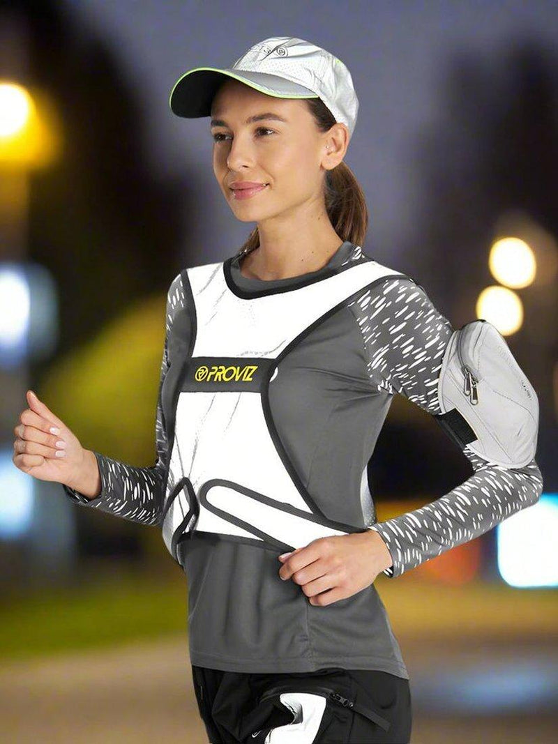 Proviz reflective running vest in silver, British brand