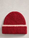 White Stuff Emma Colour-Block Beanie, Dark Red, One Size