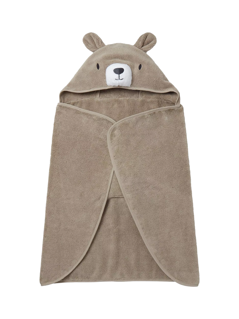 MORI baby hooded toddler towel taupe, UK version
