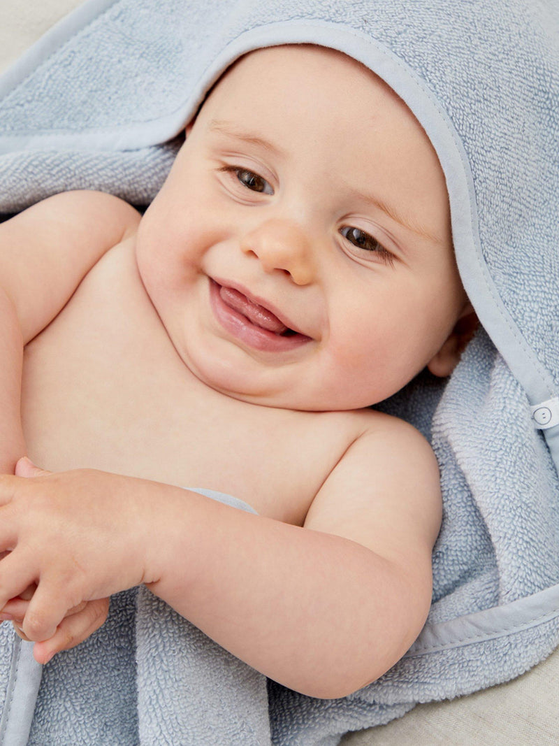 MORI baby hooded towel in Bluebird (British brand)