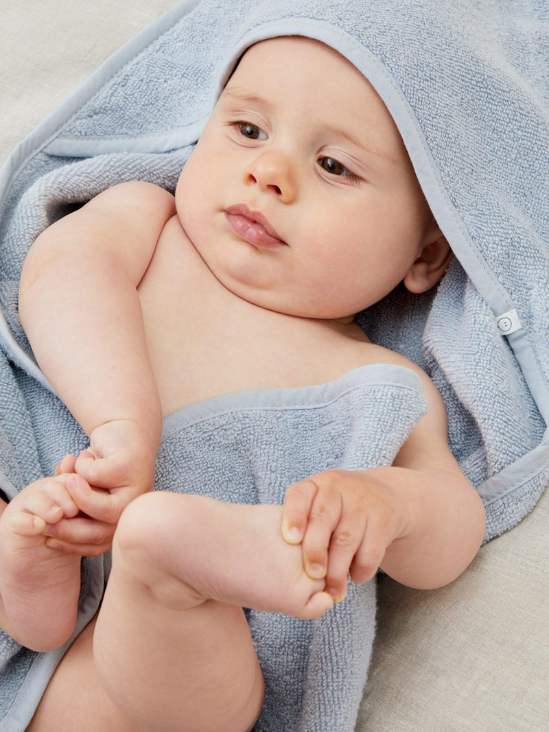 MORI baby hooded towel in Bluebird (British brand)