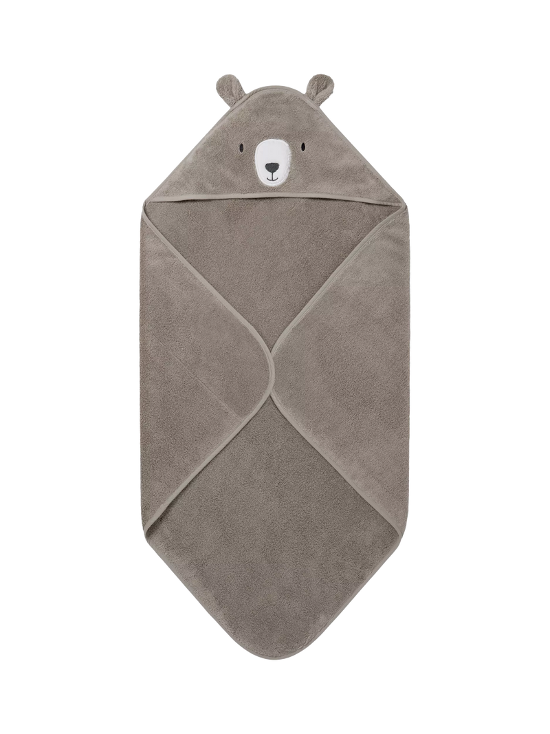 MORI hooded baby towel taupe organic cotton - British product
