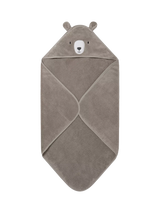 John Lewis MORI Baby Cotton Bear Hooded Baby Towel, Taupe- Buy online at McGrocer